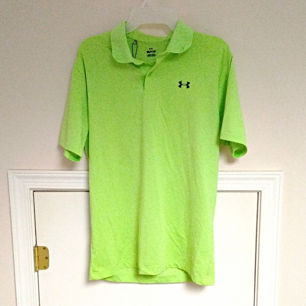 Under Armour Men's Green Polo Shirt S Regular Short Sleeve Collared Solid